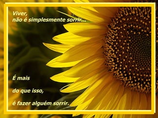 Viver,  não é simplesmente sorrir...  É mais  do que isso, é fazer alguém sorrir. 