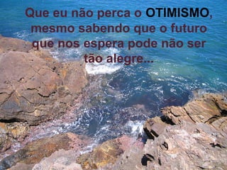 Que eu não perca o   OTIMISMO , mesmo sabendo que o futuro que nos espera pode não ser tão alegre... 