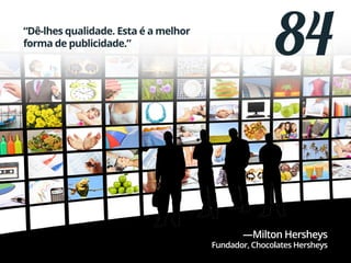 84“Dê-lhes qualidade. Esta é a melhor
forma de publicidade.”
—Milton Hersheys
Fundador, Chocolates Hersheys
 