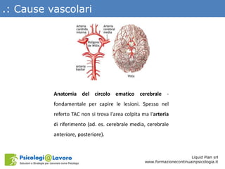 .: Cause vascolari
Liquid Plan srl
www.formazionecontinuainpsicologia.it
Anatomia del circolo ematico cerebrale -
fondamen...