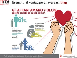 Facile guida all'aumento delle visite al vostro sito – Viviana Barocco
Esempio: il vantaggio di avere un blog
 