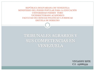 REPÚBLICA BOLIVARIANA DE VENEZUELA
MINISTERIO DEL PODER POPULAR PARA LA EDUCACIÓN
UNIVERSIDAD FERMIN TORO
VICERRECTORADO ACADEMICO
FACULTAD DE CIENCIAS POLITICAS Y JURIDICAS
ESCUELA DE DERECHO
VIVIANNY ESTE
C.I: 25686559
 