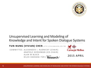 Unsupervised Learning and Modeling of Knowledge and Intent for Spoken Dialogue Systems