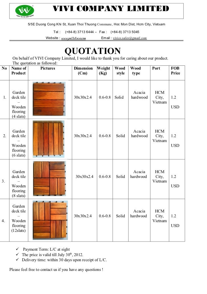 vivi deck tiles english quotation business proposal email template