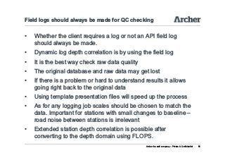 Archer Well Company - Vivid field engineers guide course notes | PDF