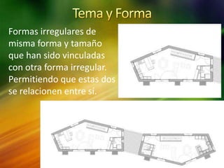 Formas irregulares de
misma forma y tamaño
que han sido vinculadas
con otra forma irregular.
Permitiendo que estas dos
se relacionen entre sí.
 