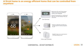 10CONFIDENTIAL – DO NOT DISTRIBUTE
A Vivint home is an energy efficient home that can be controlled from
anywhere
 
