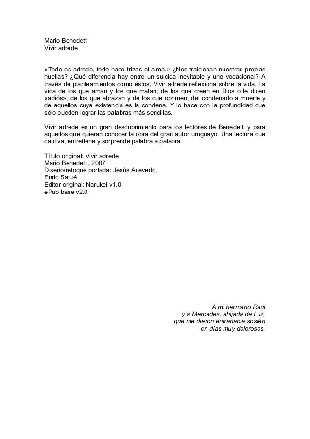 Vivir Adrede Mario Benedetti vivir adrede mario benedetti