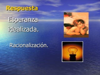 Respuesta Esperanza idealizada. Racionalización. 