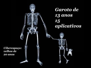 Garoto de
               13 anos
               15
               aplicativos



Ciberespaço:
velhos de
20 anos
 
