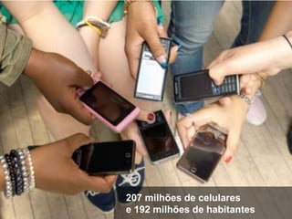 207 milhões de celulares
e 192 milhões de habitantes
 