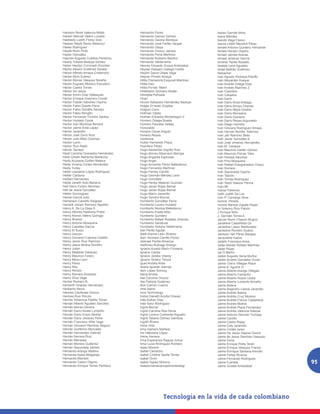 Harrison René Valencia Motta        Hernando Florez                     Isaías Garrote Mora
Harwin Manuel Valero Lozada         Hernando Gamez Gómez                Isana Méndez
Hasblady Lizeth Florez Soto         Hernando Gaviria Montoya            Isandir Vega Fiesco
Hassan Nayib Berrio Betancur        Hernando José Farfán Vargas         Isaura Lilieth Mendivil Pérez
Hawer Rodríguez                     Hernando Olaya                      Ismael Antonio Quintero Hernande
Hayde Rozo Pinto                    Hernando Orozco Jaimes              Ismael Herazo Ospino
Hayler González                     Hernando Porra Martínez             Ismael Jaimes Arenas
Haymer Augusto Cubillos Perdomo     Hernando Rubiano Barrero            Ismael Jimenez García
Heady Yuliana Bedoya Gómez          Hernando Valderrama                 Isnardo Yanes Rosado
Heber Haydyn Coronado Escobar       Herney Eduardo Duque Aristizabal    Isnelda León Agudelo
Héctor Albeiro Gutiérrez Giraldo    Heyder Hassam Gallego Ureña         Israel Beltrán Gutiérrez
Héctor Alfredo Amaya Cristancho     Heylim David Oñate Vega             Itsteacher
Hector Alirio Suárez                Heyner Pinzón Amaya                 Iván Agustin Pedraza Peluffo
Hector Alonso Vasquez Noreña        Hilda Clemencia Esquivel Martínez   Iván Alexander Araque
Hector Augusto Moreno Escudero      Hilda Inez                          Iván Andrés Ortega Díaz
Héctor Castro Torres                Hilda Porras Marin                  Iván Andrés Ramírez Z
Héctor De Jesús                     Hildeberto Quintero Alzate          Iván Castrillón
Hector Emiro Díaz Velásquez         Hilmelda Peñuela                    Ivan Ceballos
Hector Enrique Guerrero Conde       Hiran                               Ivan Darío
Hector Fabián Sánchez Ospina        Hiromi Sahavery Hernández Bedoya    Iván Darío Ariza Arteaga
Hector Fabio Duarte Parra           Holger Ernesto Grijalba             Ivan Darío Arroyo Chaves
Hector Fabio Gordillo Tamayo        Holguin Cano                        Iván Darío Mejía Giraldo
Hector Fabio Rengifo                Hollman Ojeda                       Iván Darío Monsalve
Héctor Fernando Trivinho Santos     Holman Eduardo Montenegro V.        Ivan Darío Quintero
Hector Hurtado Oyola                Homero Ortega Boada                 Iván Darío Reyes Argumedo
Hector Ivan Montoya Barrera         Homero Paredes Vallejo              Iván Diego Herreño
Hector Jaime Ávila López            Honoraldo                           Ivan Giovany Rodríguez Amaya
Héctor Jaramillo                    Horacio Oscar Angulo                Iván Hernán Bonilla Ramírez
Héctor José Zorro Ruiz              Horacio Reyes                       Iván Jair Ramírez Bello
Héctor Julio Melo Ocampo            Hortensia                           Iván Javier González A.
Hector Lenin                        Huber Hernando Plaza                Ivan José Jimenez Hernandez
Hector Rico Nieto                   Huerfano Pérez                      Iván M. Campos
Héctor Tamayo                       Hugo Alexander Argotty Ruiz         Ivan Mauricio Gaitán Gómez
Heidi Carolina Granados Hernández   Hugo Alonso Albarracín Barriga      Iván Mauricio Porras Toba
Heidi Gineth Mahecha Mahecha        Hugo Angarita Espinosa              Iván Parada Sánchez
Heidy Azucena Guillén Mateus        Hugo Angel                          Iván Pino Mosquera
Heidy Viviana Cortés Hernández      Hugo Armando Pérez Ballesteros      Iván Rafael Díazgranados Chaux
Heidy Yurley                        Hugo Fernando Martínez              Iván Romero
Heiler Leonardo López Rodríguez     Hugo Ferney Carrillo                Iván Sepúlveda Ospina
Heiller Cardona                     Hugo Germán Méndez Leon             Iván Tascón
Helbert Hernandez                   Hugo González                       Iván Tomás Rodríguez
Helda Janeth Soto Becerra           Hugo Herley Malaver Guzmán          Iván Yesid Salazar Penna
Heli Darío Forero Sénchez           Hugo Javier Rojas Bernal            Ivan-96
Heli de Jesús González              Hugo Javier Rojas Bernal            Ivanys Palencia
Hellen Domínguez                    Hugo Marín Jaramillo                Iveth Judith De Los
Hemel García Julio                  Hugo Tamara Murcia                  Ivón P. Camargo Silva
Hemerson Carreño Raigosa            Humberto González Parra             Ivonne Pineda
Hendrik Joham Ramírez Aguillón      Humberto Lucero Hurtado             Ivonne Maritza Zapata Rojas
Henry A. De La Ossa S               Humberto Nontoa Ballesteros         Ixi Solenny Rico Pabón
Henry Alfonso Pastrana Prieto       Humberto Prada Niño                 J Enrique Niño
Henry Alonso Valero Quiroga         Humberto Quintero                   J. Germán Torres A
Henry Álvarez                       Humberto Rafael Rosales Jimenez     Jaccer Munir Chacon Mugno
Henry Antonio Mosquera              Humberto Sandoval                   Jackeline Castañeda Gil
Henry Casallas García               Humberto Victoria Valderrama        Jackeline López Maldonado
Henry El Sucio                      Iber Pardo Aguilar                  Jackeline Rondón Suárez
Henry Garzón                        Ibeth Karina León Álvarez           Jackson Yair Pérez Barajas
Henry Giovanni Cabrera Castillo     Ibon Xiomara Carrillo Florez        Jacqueline Galvis
Henry Javier Ruiz Ramírez           Iddinael Perilla Almanza            Jadehr Francisco Ariza
Henry Jesús Molina Rondón           Idelfonso Buitrago Arango           Jader Aleider Roldan Martínez
Henry Julian                        Ignacio Aurelio Marín Fonseca       Jader Rojas
Henry Madiedo Vásquez               Ignacio Caride                      Jai O Martin
Henry Mauricio Forero               Ignacio Jaraba Vilardy              Jaiber Augusto Sena Muñoz
Henry Meza Leon                     Ignacio Solano Toloza               Jaider Andrés González Duran
Henry Pérez                         iguel Andrés Arias                  Jaime Darío Villegas Ribon
Henry Rey                           Ileana Iguarán Salinas              Jaime A. Aguirre H.
Henry Rincón                        Ilem López Sinning                  Jaime Alberto Arango Villegas
Henry Romero Alvarado               Iliana Arrieta                      Jaime Alberto Camacho
Henry Silva Vega                    Ilse Carolina Orozco                Jaime Alberto Hoyos Uzeta
Herber Romero B.                    Ilse Patricia Gutiérrez             Jaime Alberto Londoño Briceño
Herberth Orlando Hernández          ilton Carrión Cuervo                Jaime Aldana
Heriberto Navia                     Imer Astrid                         Jaime Alejandro Llanos Jaramillo
Hermes Cárdenas Orozco              Inco-Technology                     Jaime Andrés Baena
Hermes Ruiz Rincón                  Indira Dianeth Acuña Chavez         Jaime Andrés Cruz Moreno
Hermis Yohannys Padilla Torres      Inés Esther Díaz                    Jaime Andrés Franco Castañeda
Hernán Alberto Agudelo Sánchez      Inés Sanz Rodríguez                 Jaime Andrés Molina
Hernán Alonso Devera                Ingrid Bernal                       Jaime Andrés Plaza Fernández
Hernán Darío Alzate Londoño         Ingrid Carolina Roa Devia           Jaime Andrés Valencia Salazar
Hernán Darío Erazo Molina           Ingrid Lorena Contreras Arguello    Jaime Antonio Germán Turriago
Hernán Darío Jiménez Peña           Ingrid Tatiana Gómez Gamboa         Jaime Carrillo
Hernán Francisco Villar Vega        Ingrith Rivera                      Jaime Castro Rojas
Hernán Giovanni Ramírez Segura      Irene Ortiz                         Jaime Cely Jaramillo
Hernán Guillermo Moncada            Irina Gamero Mañara                 Jaime Cortés Jerez
Hernán Hernandez Galindo            Iris Valbuena López                 Jaime De Jesús Ospina Osorio
Hernán Herrera Ruiz                 Irlene Herrera                      Jaime de Jesús Sánchez Vasquez
Hernán Meneses                      Irma Esperanza Segura Junca         Jaime Dona
Hernán Moreno Gutiérrez             Irma Lucia Rodríguez Romero         Jaime Enrique Peña Terán
Hernán Sepulveda Jaimes             Isaac Moreno                        Jaime Enrique Vasquez Franco
Hernando Arango Medina              Isabel Camacho                      Jaime Enrrique Santana Arevalo
Hernando Ayala Melgarejo            Isabel Cristina Varela Torres       Jaime Ferley Riveros
Hernando Blandón                    Isabel Girón                        Jaime Fernando Rodríguez
Hernando Castro Ospino              Isabel Tapias Moreno                Jaime Fuentes                      95
Hernando Enrique Torres Pacheco     Isabelcristinacarvajalmontealegr    Jaime Giraldo Aristizábal
 