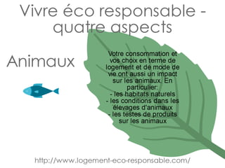 vivre éco responsable - quatre aspects
