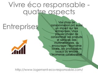 vivre éco responsable - quatre aspects