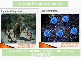 L’IC c’est l’union les cerveaux !
C’EST + QUE LA ∑ DES INTELLIGENCES ET + QUE LA ∑ DES
CONSCIENCESWereso - Nord Consult Team - IFIC
8
Nouvelle Culture!
On a découvert que l’union des cerveaux
fait la force!
 