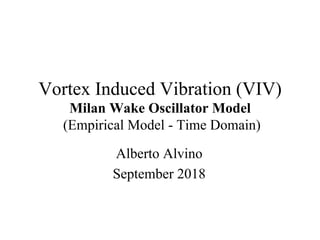 Vortex Induced Vibration (VIV)
Milan Wake Oscillator Model
(Empirical Model - Time Domain)
Alberto Alvino
September 2018
 