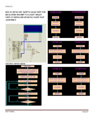 VI XU LY 2

BÀI 15: DÙNG PIC 16F877A GIAO TIẾP VỚI
REALTIME DS13B07 VÀ 6 LED 7 ĐOẠN
VIẾT CT ĐỒNG HỒ SỐ DÙNG NGÔN NGỮ
ASSEMBLY

CHƢƠNG TRÌNH CHÍNH

DUY TUONG

trang 51

 