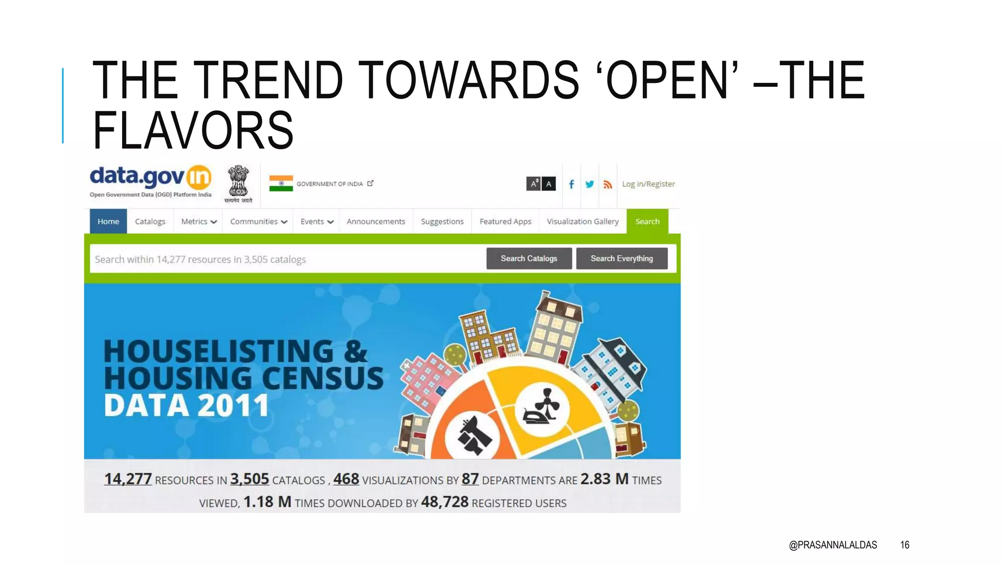 THE TREND TOWARDS ‘OPEN’ –THE
FLAVORS
@PRASANNALALDAS 16
 