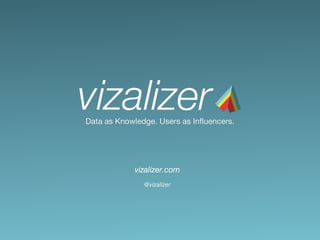 Data as Knowledge. Users as Influencers.
vizalizer.com
@vizalizer
 