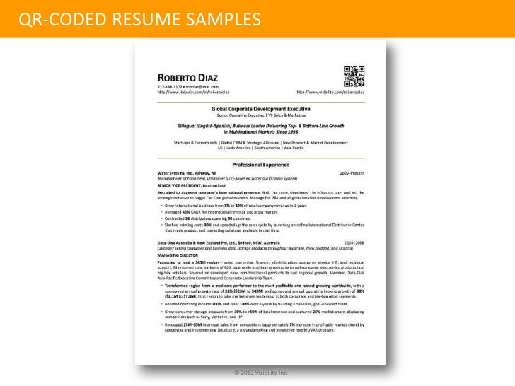 Qr Code Resume Template - Job Seekers Online Identity Management The Qr Coded Resume 12 728 
