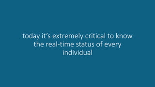 today it’s extremely critical to know
the real-time status of every
individual
 