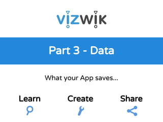What your App saves...
Part 3 - Data
Learn Create Share
 