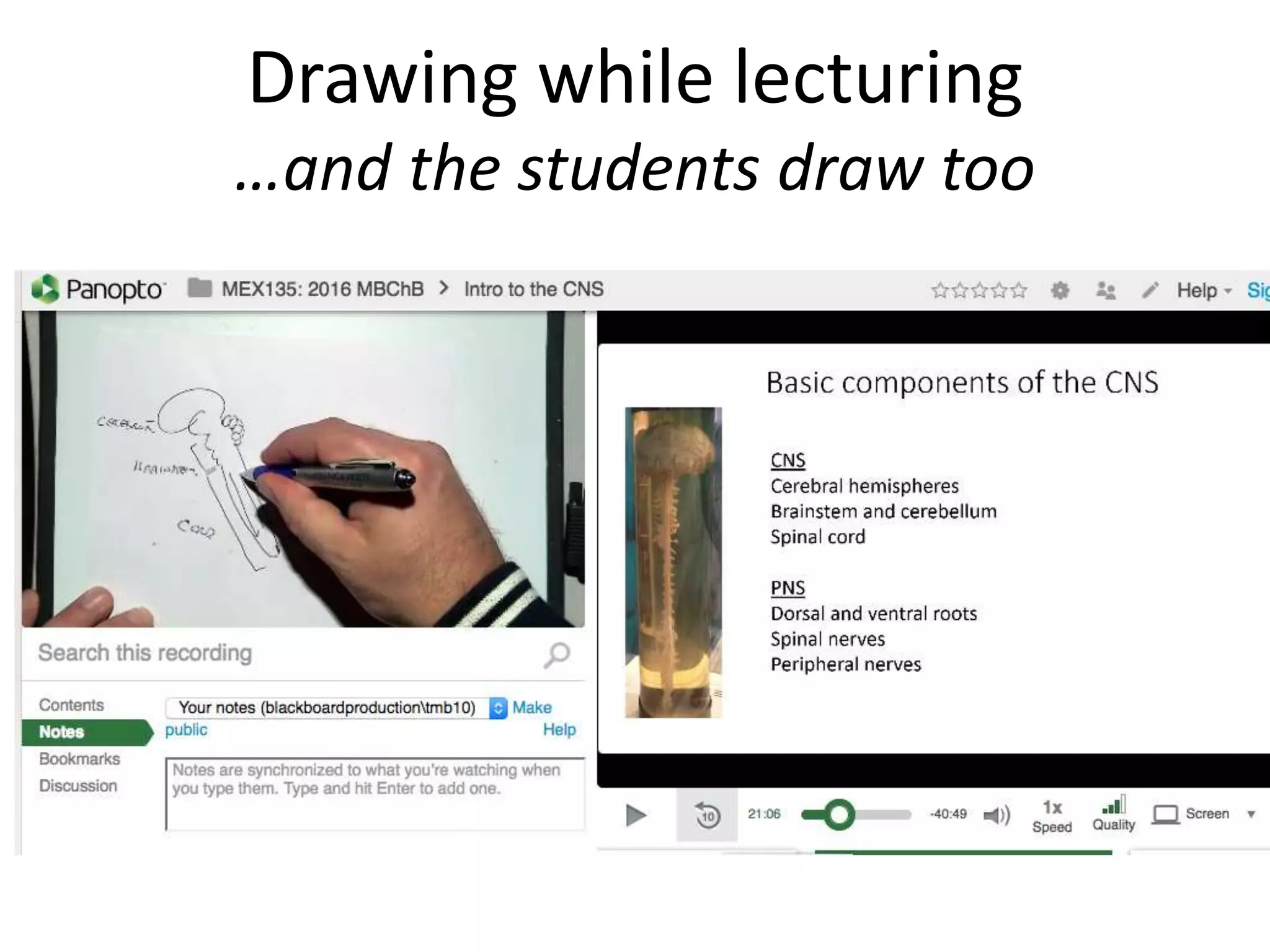 Drawing while lecturing
…and the students draw too
 