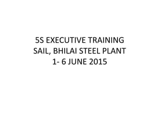 5S EXECUTIVE TRAINING
SAIL, BHILAI STEEL PLANT
1- 6 JUNE 2015
 