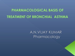 PHARMACOLOGICAL BASIS OF
TREATMENT OF BRONCHIAL ASTHMA

 
