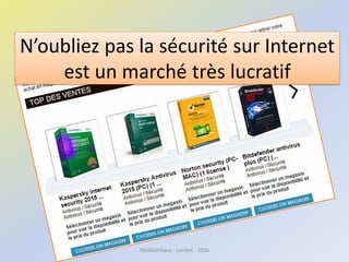 N’oubliez pas la sécurité sur Internet
est un marché très lucratif
Médiathèque - Lorient - 2016
 
