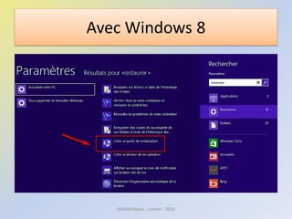 Avec Windows 8
Médiathèque - Lorient - 2016
 