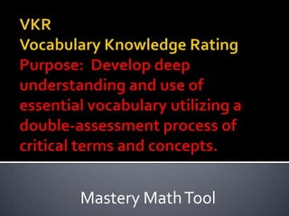 Mastery Math Tool
 
