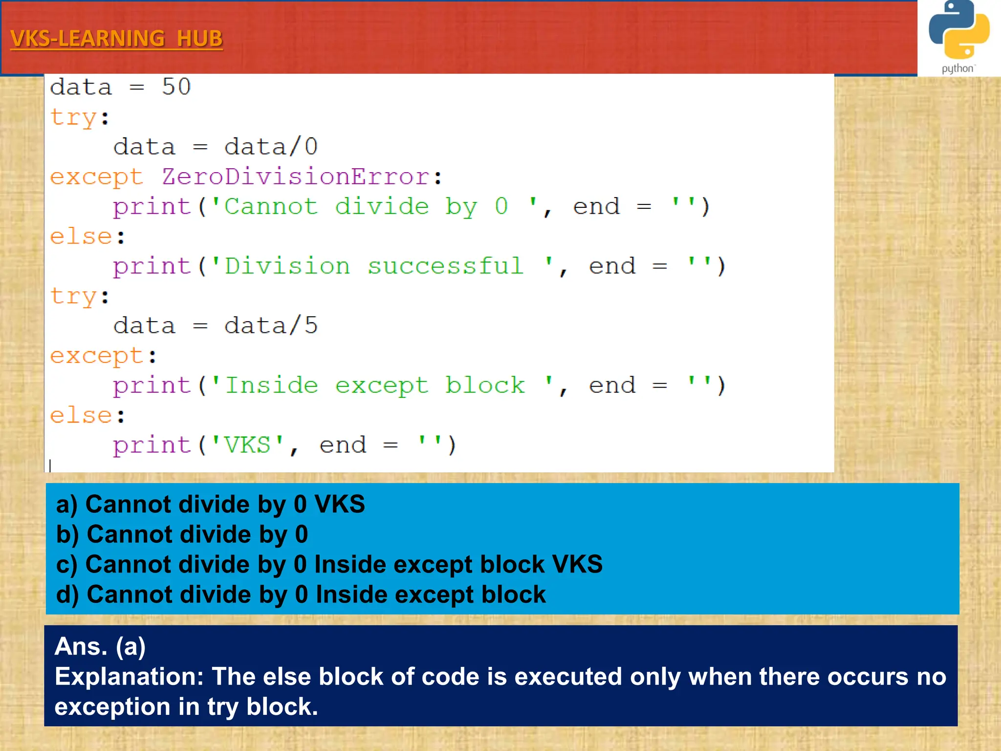 Python Exception handling using Try-Except-Finally | PPT
