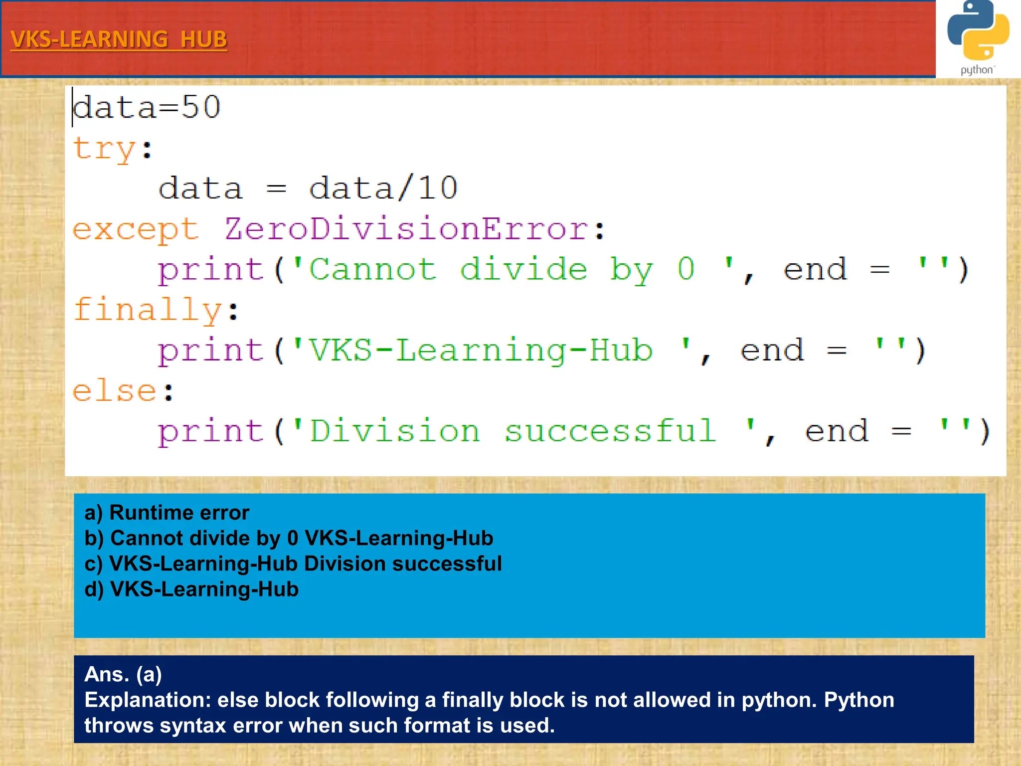 Python Exception Handling Using Try Except Finally Ppt Python Exception Handling Using Try Except Finally Ppt
