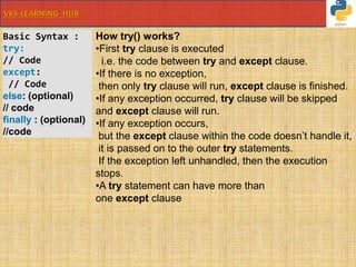 Python Exception handling using Try-Except-Finally | PPT
