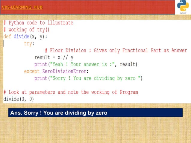 Python Exception handling using Try-Except-Finally | PPT