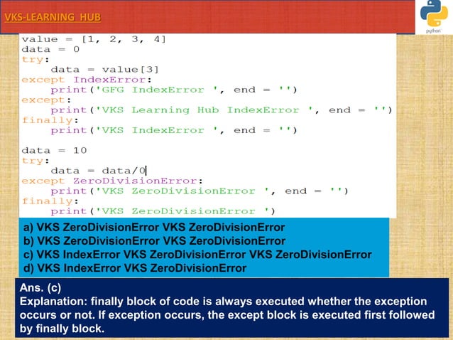 Python Exception handling using Try-Except-Finally | PPT