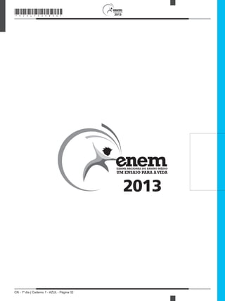 CN - 1º dia | Caderno 1 - AZUL - Página 32
2013
2013
*AZUL75SAB32*
 