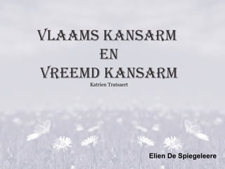 Vlaams kansarm  en Vreemd kansarm Katrien Tratsaert Elien De Spiegeleere 