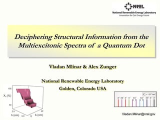 Deciphering Structural Information from the
 Multiexcitonic Spectra of a Quantum Dot

           Vladan Mlinar & Alex Zunger

        National Renewable Energy Laboratory
               Golden, Colorado USA




                                           Vladan.Mlinar@nrel.gov
 