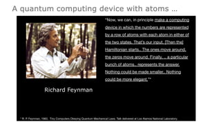 A quantum computing device with atoms …
Richard Feynman
 
