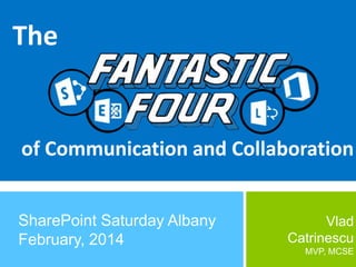 The

of Communication and Collaboration
SharePoint Saturday Albany
February, 2014

Vlad
Catrinescu
MVP, MCSE

 