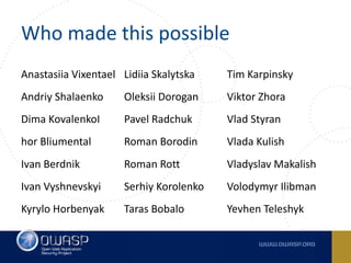 Vlad Styran - OWASP Kyiv 2017 Report and 2018 Plans