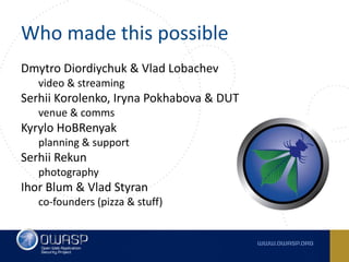 Vlad Styran - OWASP Kyiv 2017 Report and 2018 Plans