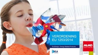 EcoDesign Energy Related Products
VERORDENING
EU 1253/2014
12-4-2016 11
 