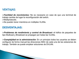 Por dirección MACLos miembros de la VLAN están especificados en una tabla por su dirección MAC. 