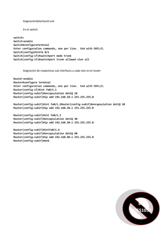 Vlan dhcp seridores dns web tftp | DOCX | Computer Networking | Computing