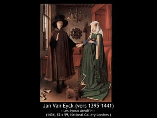 Jan Van Eyck (vers 1395-1441)
« Les époux Arnolfini»
(1434, 82 x 59, National Gallery Londres )
 
