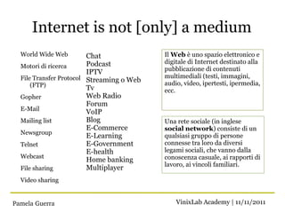 Internet is not [only] a medium
  World Wide Web         Chat              Il Web è uno spazio elettronico e
             ...