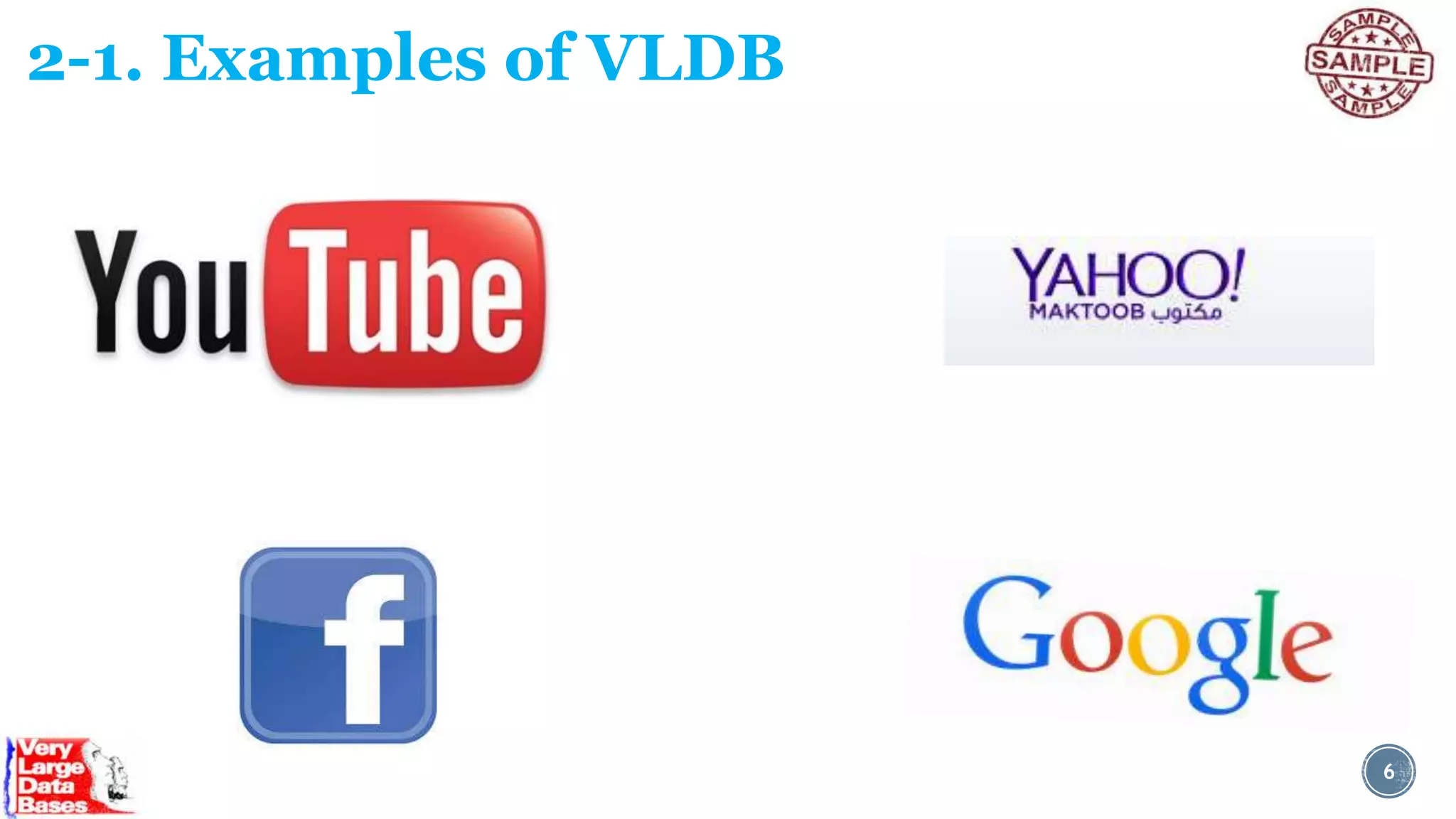 2-1. Examples of VLDB

6

 